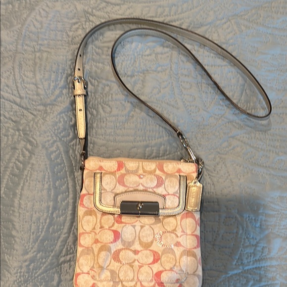 Coach Handbags - Coach Signature Crossbody Bag - Pink and Cream